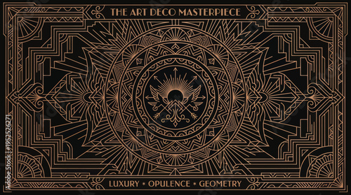 Elegant Art Deco Masterpiece with Geometric Patterns and Sunburst Motif.