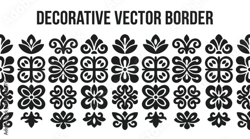 Elegant Black and White Decorative Vector Border Design Element.