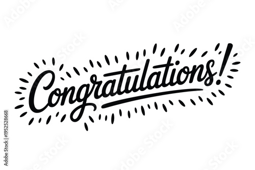 Hand lettered congratulations message with sparkling embellishments a celebratory design