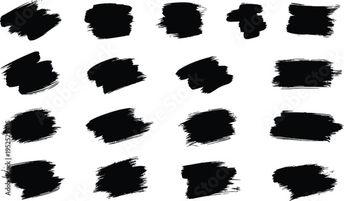 Collection of black brush strokes on white background