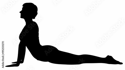 Woman in Cobra Yoga Pose Silhouette Vector Graphic for Health & Wellness