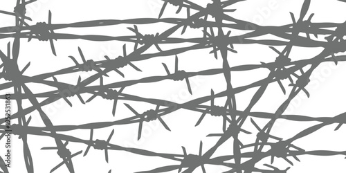 Industrial barbed wire fence silhouette pattern for security restriction border control and prison theme vector illustration