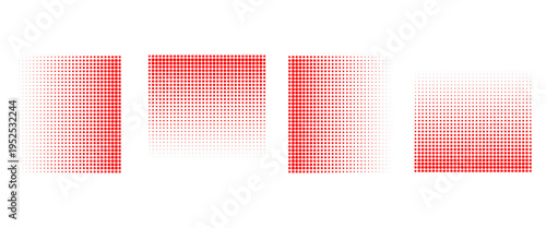 abstract red halftone dots, square gradient pattern, fading dots, minimal design, white background. Eps10