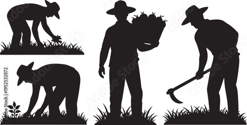 Farmers and animals working together in harmony outdoors daily