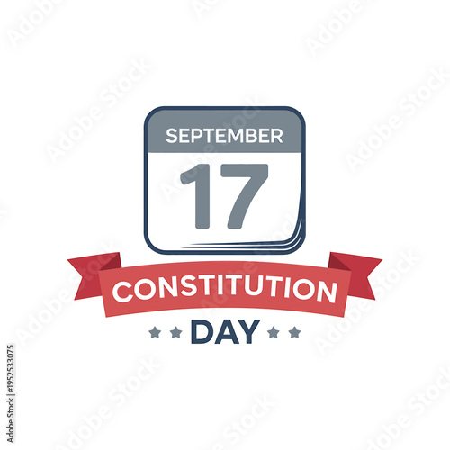 A calendar illustration displaying september seventeenth and a constitution day banner