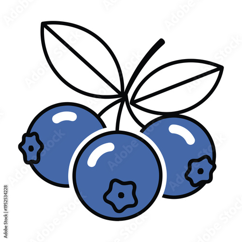 Cluster of ripe plump blueberries with green leaves and stems against a clean white background showcasing freshness and natural appeal