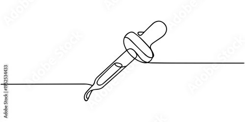 dropper continuous one line drawing, Minimalist line art of a dropper with fluid outline. No editable stroke, continuous one single line drawing icon of bottles with liquid ,Eye Drops one line drawing