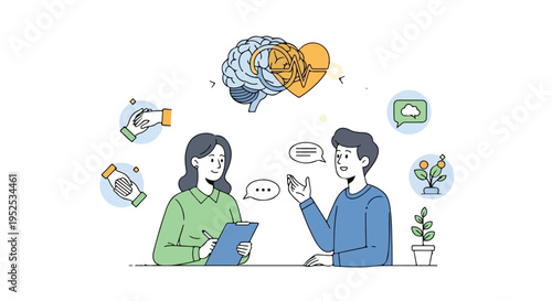 Therapy Counseling Session Illustration for Mental and Emotional Health Support isolated PNG with Transparent Background