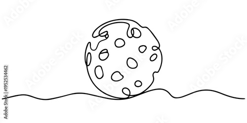 chocolate chip cookie continuous one line drawing, two delicious chocolate chip cookies continuous one line drawing, Continuous one line drawing of chip cookies. Dessert concept. Single line draw