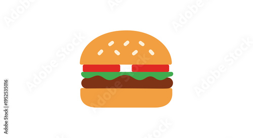 Vibrant illustration of a classic hamburger, representing the quintessential fast-food experience and quick meal concept food item