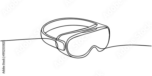 virtual reality (VR) headset continuous one line drawing, Vr line art on white background, Continuous one line drawing Virtual reality headset, Single line art glasses of virtual reality, virtual game