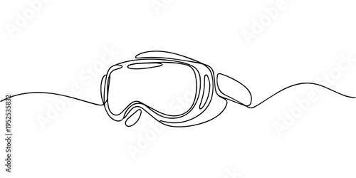 virtual reality VR continuous one line drawing, One continuous line drawing of  glasses of virtual reality. Virtual game concept. Single line draw design vector graphic illustration, Vr line art