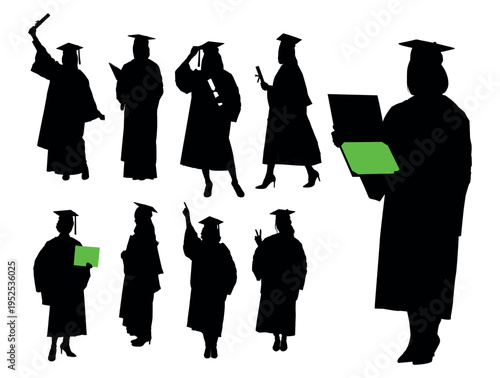 Female graduate with Degree silhoutte Vector Art – Woman Scholar Graduation Silhouette Illustration for Academic, Education, and Empowerment Design