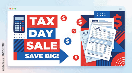 Tax day sale save big promotional web banner