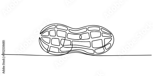 peanut continuous one line drawing, One single line drawing of whole healthy organic peanut for farm logo identity, Abstract Walnut Beans Peanuts, continuous single one line art hand drawing sketch