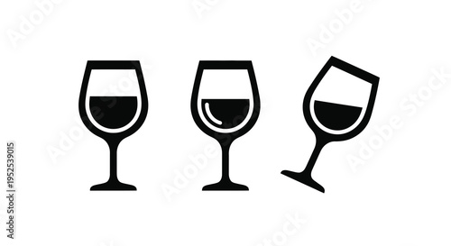 Three wine glasses in varying fullness a striking silhouette