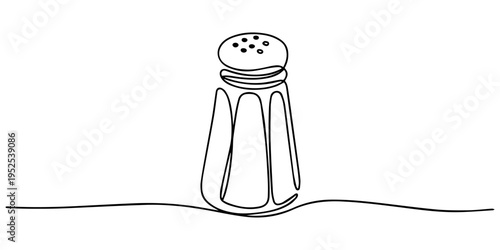 salt shaker continuous one line drawing, Salt or paper shaker one line continuous drawing. Kitchen tools continuous one line illustration. Vector minimalist linear illustration, Accidental Sprinkle.