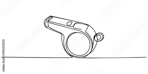 referee whistle continuous one line drawing, Sports whistle one line art. Continuous line drawing of sport, coach, referee, activity, equipment, goal, play, game, blowing, Whistle continuous one line