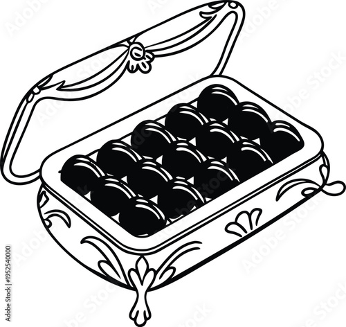Vector illustration of an open jewelry box with pearls
