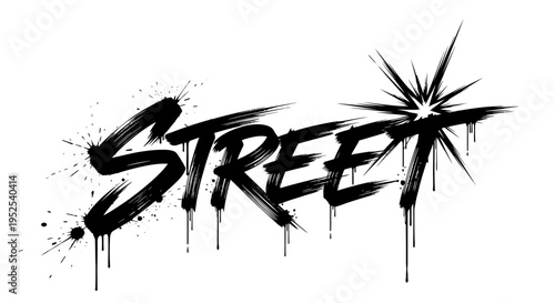 Graffiti Street Art Word Art, Spray Paint Drips, Urban Style, Black Ink Design