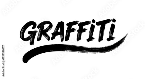 Graffiti Art Title Text, Urban Street Style, Black Brush Stroke on White Background