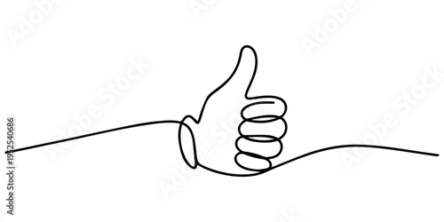 thumbs up continuous one line drawing, Thumbs up icon continuous single line drawing vector illustration, Satisfaction customer concept. one line Art icon drawing, Continuous line art illustration