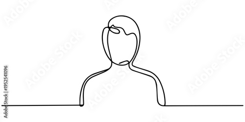 User person  icon    continuous one line drawing outline vector illustration, User profile icon and sign continuous one line drawing single art on white background minimalist face account symbol