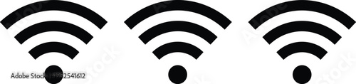 WiFi signal icon set, wireless internet symbols collection, connectivity network concept, minimalist design, modern vector illustration for technology and communication use