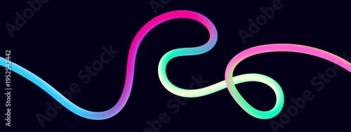 Modern Colorful Ribbon Wave Lines, Smooth Flowing Curve Design, Abstract Gradient Background.