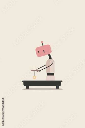 Futuristic Robotic Arm Assembly in a Neon Smart Factory