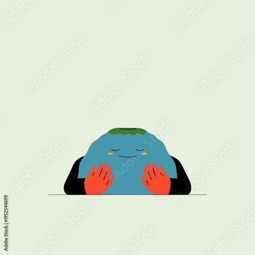 Gentle Hands Reshaping a Soft Colorful Mental Health Blob