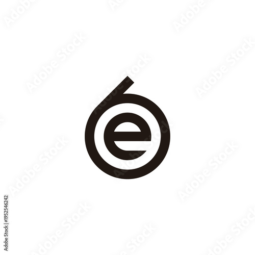 Letter e in 6, circle geometric symbol simple logo vector
