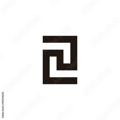 Letter N number 2 square geometric symbol simple logo vector