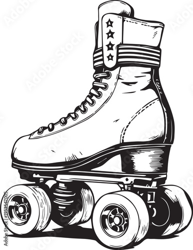 Retro roller skate quad boot vector illustration design