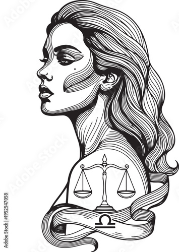 Girl with hat tattoo and long hair silhouette