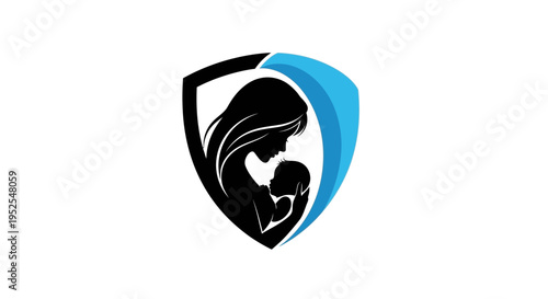 Mother and Baby Protection Logo Design - Family Care and Health Insurance Concept Icon