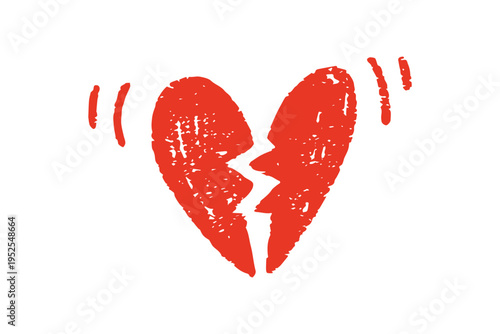 Hand Drawn Broken Heart Doodle for Love and Relationship Concept Isolated on Transparent Background