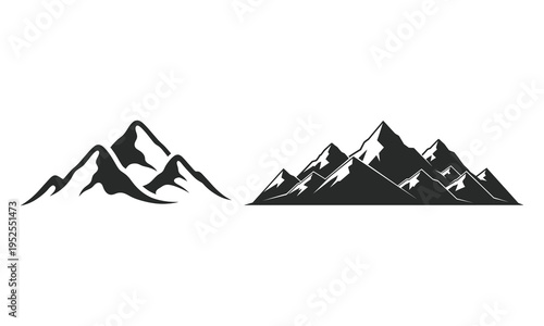 Foto Mountain range silhouette icon set outdoor adventure symbol for travel and explo
