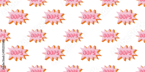 Comic OOPS word expression seamless pattern
