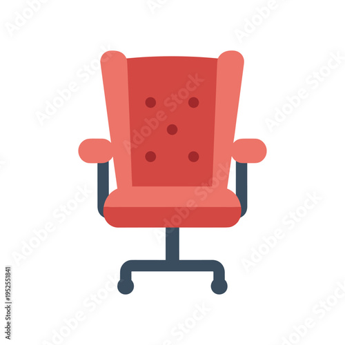 A red office chair with a black base