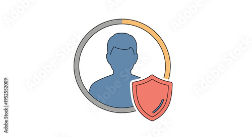 User profile icon with a protective shield for privacy and data security with represents safeguarding user information