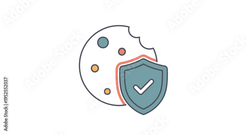 Cookie and shield icon representing privacy, security, and protection of online data, user data