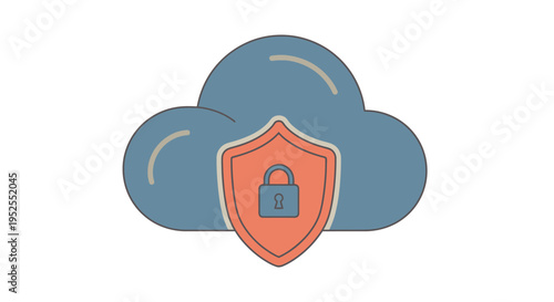 Cloud icon with a shield containing a padlock, signifying secure cloud storage and data protection