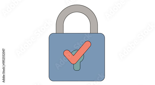 Padlock icon with checkmark, symbolizing security confirmation, approved access, and protected status