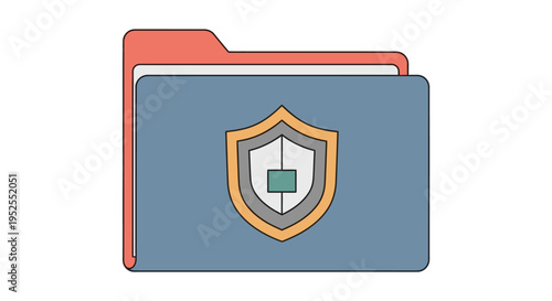 Folder icon with shield symbol, representing secure file management and data safety, on white background, safe deposit