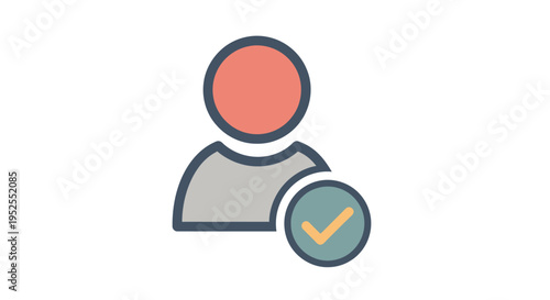 User icon with a checkmark, signifying user verification or account confirmation, signed up