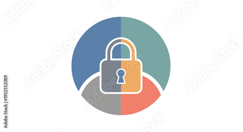 Circular graphic with padlock icon symbolizing digital security and data encryption with it signifies online safety