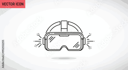 VR Headset Line Icon. Minimalist Virtual Reality Goggles Vector Illustration for Gaming and Technology
