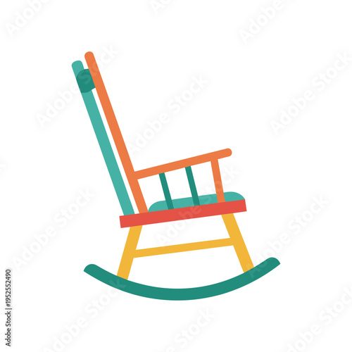 A colorful rocking chair with a white background