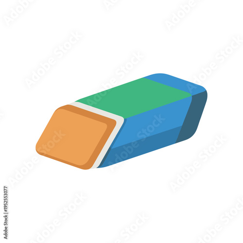 A colorful eraser with blue, green and orange colors
